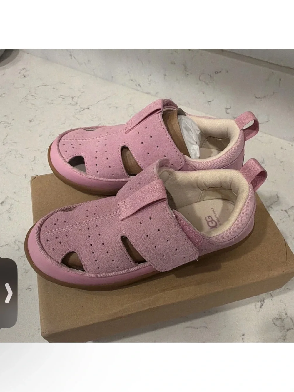 UGG Kids Pink Suede Closed-Toe Sandals